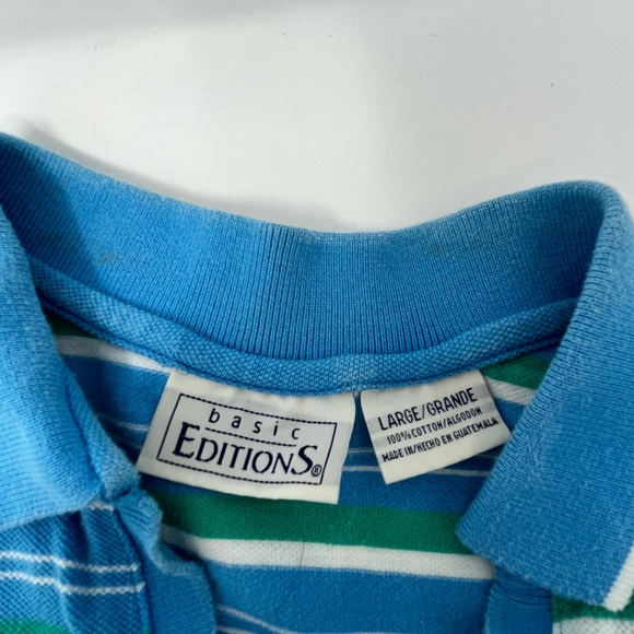 BASIC ELEMENTS Womens Sz. L Vintage Tank Top Horizontal Striped Green Blue GHQ4. - Picture 4 of 5